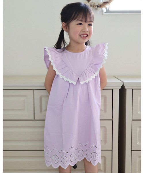 apres les cours（アプレレクール）の「【ジュニア対応】ヨークフリルレースワンピース（ワンピース・キッズ・ピンク/ラベンダー/チェック・80/90/120/140/100/110/130）」の7枚目の写真
