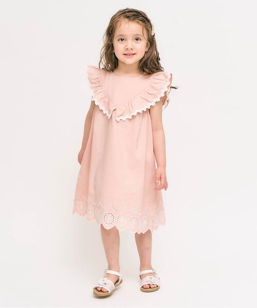 apres les cours（アプレレクール）の「【ジュニア対応】ヨークフリルレースワンピース（ワンピース・キッズ・ピンク/ラベンダー/チェック・80/90/120/140/100/110/130）」の8枚目の写真