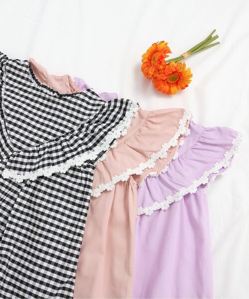 apres les cours（アプレレクール）の「【ジュニア対応】ヨークフリルレースワンピース（ワンピース・キッズ・ピンク/ラベンダー/チェック・80/90/120/140/100/110/130）」の14枚目の写真