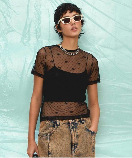 MAISON SPECIAL アイボリー レース長袖トップス Embroidery Lace Tops/エンブロイダリーレーストップス【MAISON