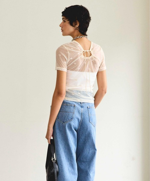 MAISON SPECIAL(メゾンスペシャル)の「Embroidery Lace Tops/エンブロイダリーレーストップス(Tシャツ/カットソー・レディース・ブラック/アイボリー/ブルー/ピンク・FREE)」の15枚目の写真
