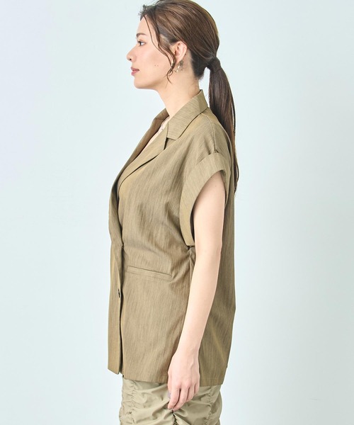 ANAP（アナップ）の「リネン ライク ダブル ジレ ノースリ ジャケット（テーラードジャケット・レディース・キナリ/グレー系その他/ブラック・FREE）」の11枚目の写真