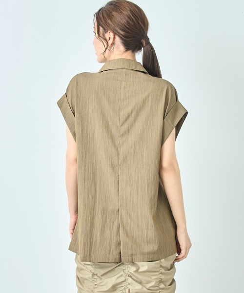 ANAP（アナップ）の「リネン ライク ダブル ジレ ノースリ ジャケット（テーラードジャケット・レディース・キナリ/グレー系その他/ブラック・FREE）」の12枚目の写真