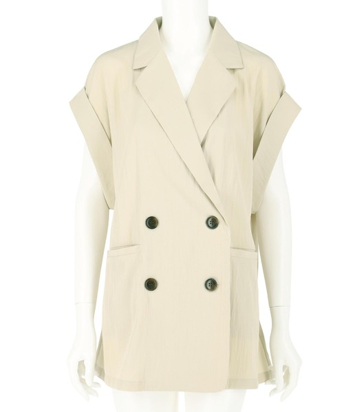 ANAP（アナップ）の「リネン ライク ダブル ジレ ノースリ ジャケット（テーラードジャケット・レディース・キナリ/グレー系その他/ブラック・FREE）」の22枚目の写真