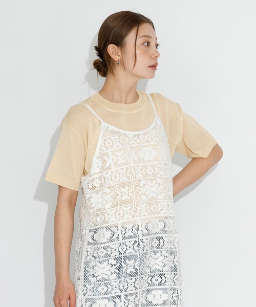URBAN RESEARCH Sonny Label(アーバンリサーチサニーレーベル)の「レースキャミワンピース(ワンピース・レディース・オフホワイト/チャコールグレー・FREE)」の4枚目の写真