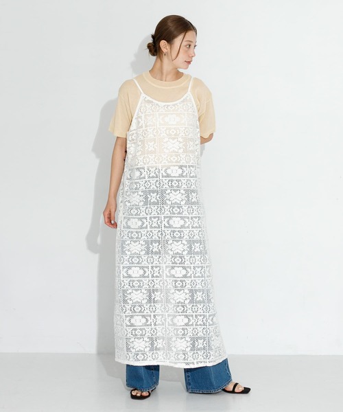 URBAN RESEARCH Sonny Label(アーバンリサーチサニーレーベル)の「レースキャミワンピース(ワンピース・レディース・オフホワイト/チャコールグレー・FREE)」の1枚目の写真