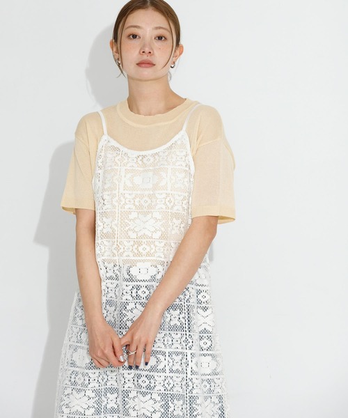 URBAN RESEARCH Sonny Label(アーバンリサーチサニーレーベル)の「レースキャミワンピース(ワンピース・レディース・オフホワイト/チャコールグレー・FREE)」の3枚目の写真