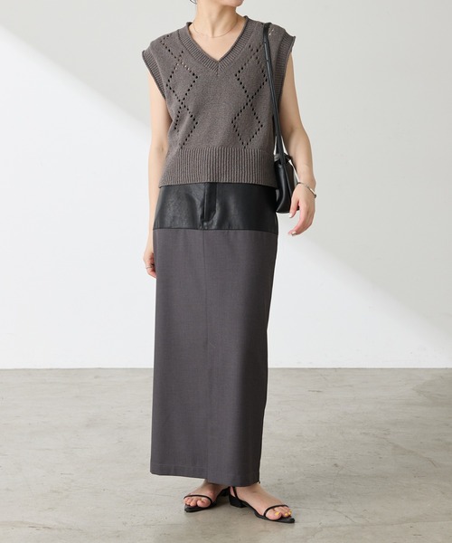 COLLAGE GALLARDAGALANTE（コラージュガリャルダガランテ）の「ショートニットベスト（ニット/セーター・レディース・グレー/レッド・FREE）」の3枚目の写真