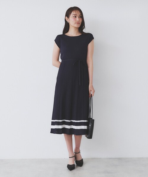 MARK&LONA定価64800円ブラック ニットワンピース ゆるニットロングワンピワンピース [E1676] - レディース