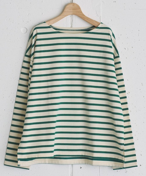 Doux archives(ドゥアルシーヴ)の「バスクボーダーロンTee(Tシャツ/カットソー・レディース・チャコールグレー/ブラウン/グリーン・FREE)」の3枚目の写真