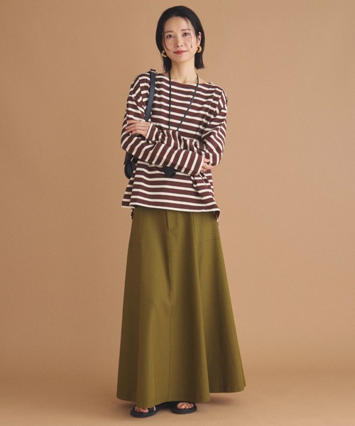 Doux archives(ドゥアルシーヴ)の「バスクボーダーロンTee(Tシャツ/カットソー・レディース・チャコールグレー/ブラウン/グリーン・FREE)」の6枚目の写真