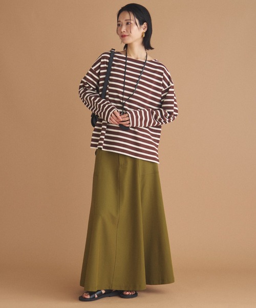 Doux archives(ドゥアルシーヴ)の「バスクボーダーロンTee(Tシャツ/カットソー・レディース・チャコールグレー/ブラウン/グリーン・FREE)」の7枚目の写真