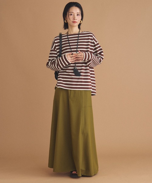Doux archives(ドゥアルシーヴ)の「バスクボーダーロンTee(Tシャツ/カットソー・レディース・チャコールグレー/ブラウン/グリーン・FREE)」の16枚目の写真