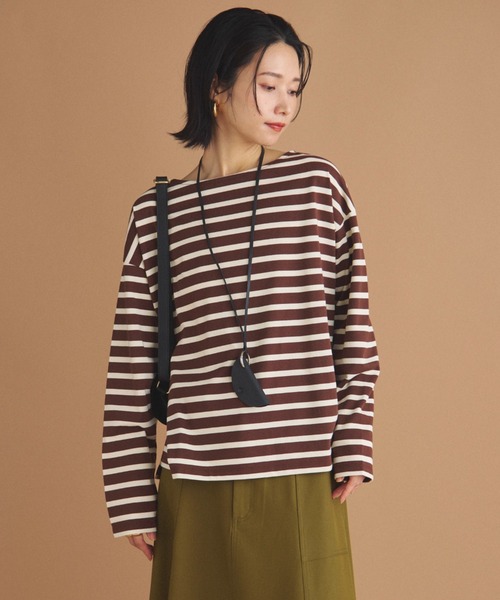 Doux archives(ドゥアルシーヴ)の「バスクボーダーロンTee(Tシャツ/カットソー・レディース・チャコールグレー/ブラウン/グリーン・FREE)」の18枚目の写真