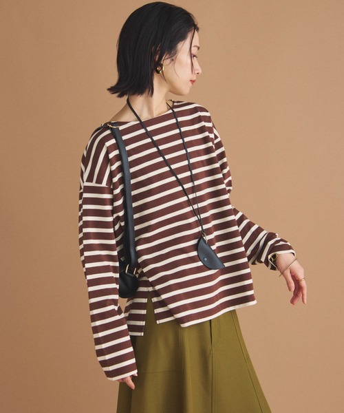 Doux archives(ドゥアルシーヴ)の「バスクボーダーロンTee(Tシャツ/カットソー・レディース・チャコールグレー/ブラウン/グリーン・FREE)」の19枚目の写真