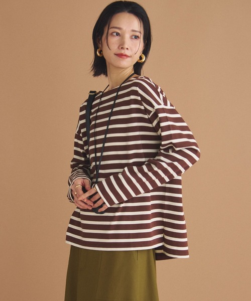Doux archives(ドゥアルシーヴ)の「バスクボーダーロンTee(Tシャツ/カットソー・レディース・チャコールグレー/ブラウン/グリーン・FREE)」の20枚目の写真