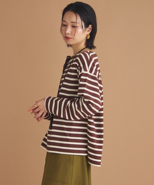 Doux archives(ドゥアルシーヴ)の「バスクボーダーロンTee(Tシャツ/カットソー・レディース・チャコールグレー/ブラウン/グリーン・FREE)」の21枚目の写真