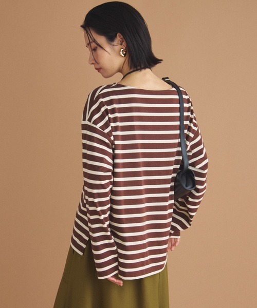 Doux archives(ドゥアルシーヴ)の「バスクボーダーロンTee(Tシャツ/カットソー・レディース・チャコールグレー/ブラウン/グリーン・FREE)」の22枚目の写真