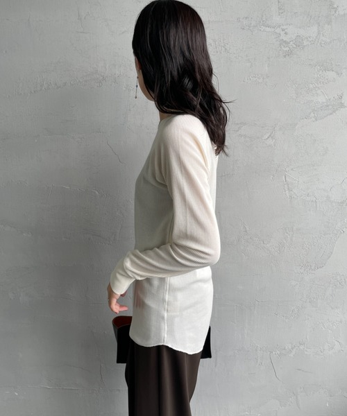HANES（ヘインズ）の「【WEB限定】[HANES/ヘインズ] クルーネック ワッフルロングスリーブカットソー（Tシャツ/カットソー・レディース・オフホワイト/ヘザーグレー/ダークネイビー・F）」の18枚目の写真