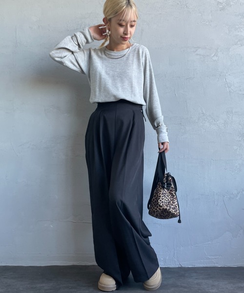 HANES（ヘインズ）の「【WEB限定】[HANES/ヘインズ] クルーネック ワッフルロングスリーブカットソー（Tシャツ/カットソー・レディース・オフホワイト/ヘザーグレー/ダークネイビー・F）」の7枚目の写真