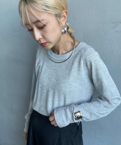 HANES（ヘインズ）の「【WEB限定】[HANES/ヘインズ] クルーネック ワッフルロングスリーブカットソー（Tシャツ/カットソー・レディース・オフホワイト/ヘザーグレー/ダークネイビー・F）」の22枚目の写真