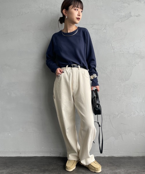 HANES（ヘインズ）の「【WEB限定】[HANES/ヘインズ] クルーネック ワッフルロングスリーブカットソー（Tシャツ/カットソー・レディース・オフホワイト/ヘザーグレー/ダークネイビー・F）」の11枚目の写真