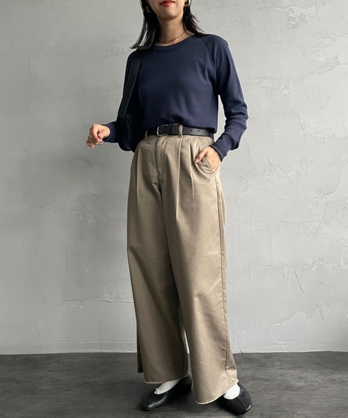 HANES（ヘインズ）の「【WEB限定】[HANES/ヘインズ] クルーネック ワッフルロングスリーブカットソー（Tシャツ/カットソー・レディース・オフホワイト/ヘザーグレー/ダークネイビー・F）」の12枚目の写真