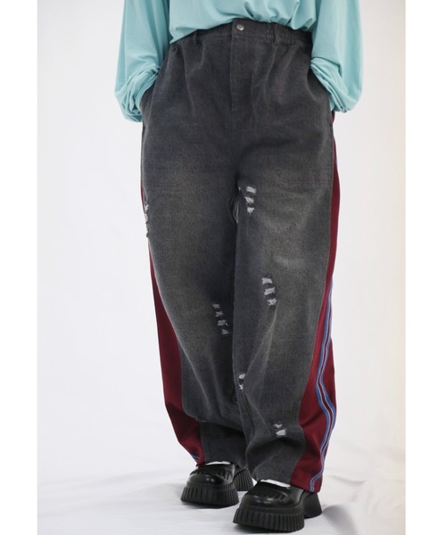 L.H.P(エルエイチピー)の「neuron/ニュウロン/デニムジャージパンツ(デニムパンツ・レディース・ブラック/ブルー・L/M)」の1枚目の写真