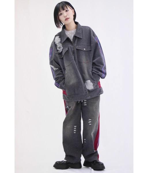 L.H.P(エルエイチピー)の「neuron/ニュウロン/デニムジャージパンツ(デニムパンツ・レディース・ブラック/ブルー・L/M)」の3枚目の写真