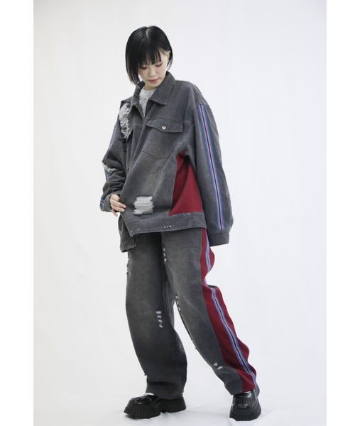 L.H.P(エルエイチピー)の「neuron/ニュウロン/デニムジャージパンツ(デニムパンツ・レディース・ブラック/ブルー・L/M)」の4枚目の写真