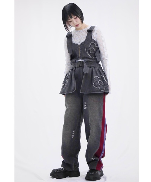 L.H.P(エルエイチピー)の「neuron/ニュウロン/デニムジャージパンツ(デニムパンツ・レディース・ブラック/ブルー・L/M)」の6枚目の写真