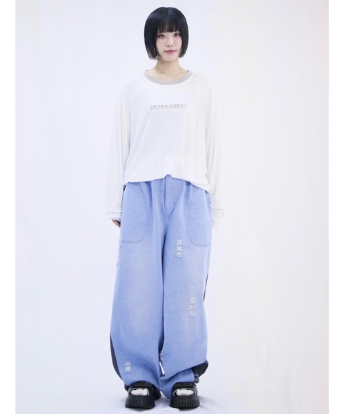 L.H.P(エルエイチピー)の「neuron/ニュウロン/デニムジャージパンツ(デニムパンツ・レディース・ブラック/ブルー・L/M)」の8枚目の写真