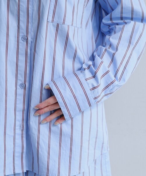 Kastane(カスタネ)の「【セットアップ対応】ストライプシャツ(シャツ/ブラウス・レディース・サックスブルー/アイボリー・FREE)」の9枚目の写真