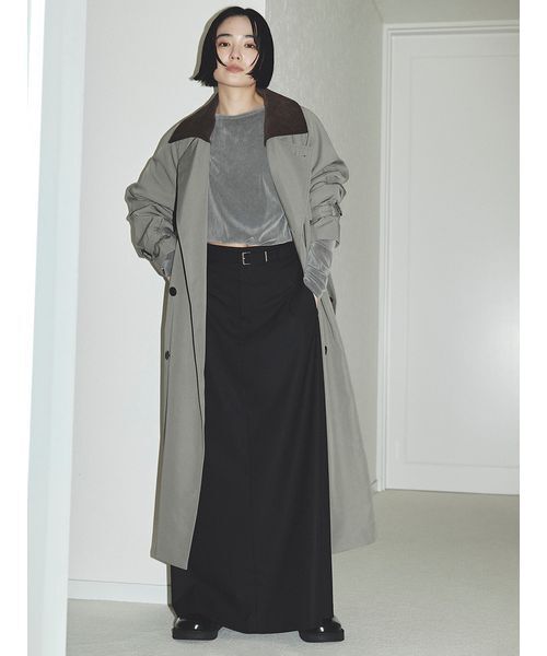 MIESROHE（ミースロエ）の「フロッキーチュールねじりTシャツ（Tシャツ/カットソー・レディース・グレー/ブラック/カーキ/アイボリー・F）」の6枚目の写真