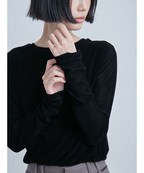 MIESROHE（ミースロエ）の「フロッキーチュールねじりTシャツ（T