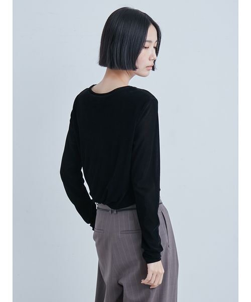 MIESROHE（ミースロエ）の「フロッキーチュールねじりTシャツ（Tシャツ/カットソー・レディース・グレー/ブラック/カーキ/アイボリー・F）」の19枚目の写真