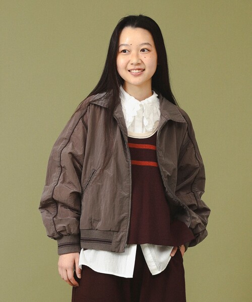 BEAMS BOY（ビームスボーイ）の「バーシティー ブルゾン（ブルゾン・レディース・グレー/パープル・ONE SIZE）」の4枚目の写真