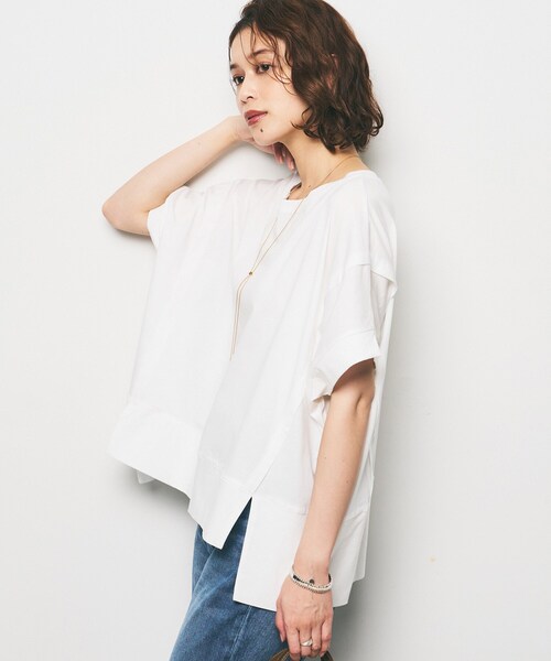 UNTITLED(アンタイトル)の「【Audrey and John Wad】ダブルシルケット天竺デザインプルオーバー(Tシャツ/カットソー・レディース・ホワイト/ブラック・02)」の4枚目の写真