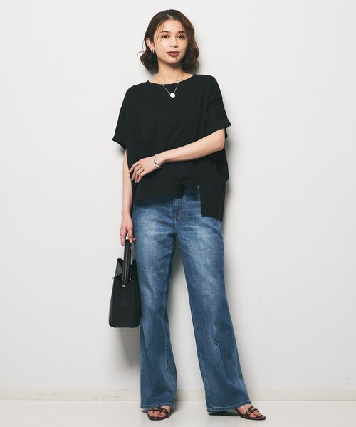UNTITLED(アンタイトル)の「【Audrey and John Wad】ダブルシルケット天竺デザインプルオーバー(Tシャツ/カットソー・レディース・ホワイト/ブラック・02)」の9枚目の写真