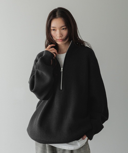 LOWRYS FARM(ローリーズファーム)の「【LFM(U)】アゼニットハーフZIPプルオーバー 593385(ニット/セーター・メンズ・ブラック/レッド/ホワイト/グレー・FREE)」の3枚目の写真