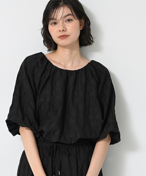 Dessin（デッサン）の「【洗える／五分袖】バルーンスリーブジャガードブラウス（シャツ/ブラウス・レディース・ホワイト系/ブラック/ライトイエロー系・01/02）」の3枚目の写真