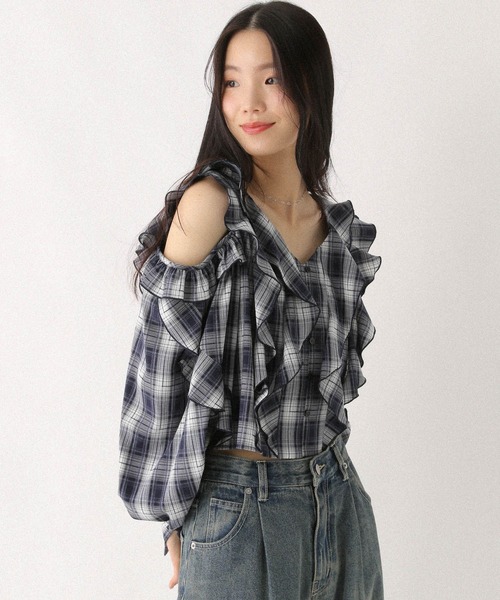 Heather（ヘザー）の「ショルダーカットフリルブラウス 581151（シャツ