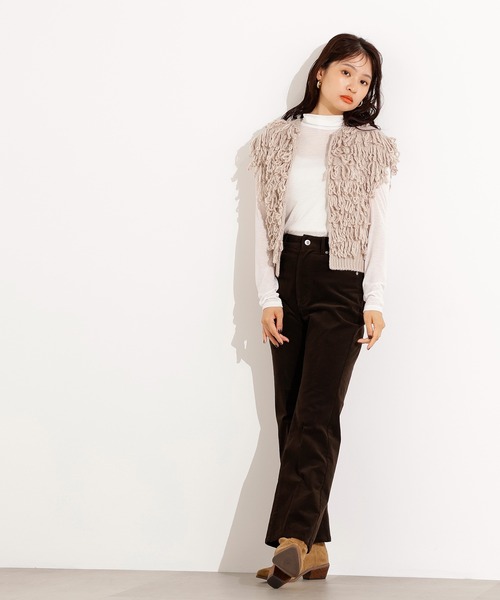 N.(N. Natural Beauty Basic)(エヌエヌナチュラルビューティーベーシック)の「ループニットベスト(ベスト・レディース・チャコールグレー/ベージュ・MEDIUM)」の12枚目の写真