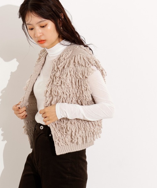 N.(N. Natural Beauty Basic)(エヌエヌナチュラルビューティーベーシック)の「ループニットベスト(ベスト・レディース・チャコールグレー/ベージュ・MEDIUM)」の13枚目の写真