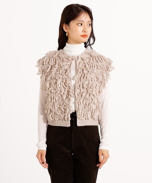N.(N. Natural Beauty Basic)(エヌエヌナチュラルビューティーベーシック)の「ループニットベスト(ベスト・レディース・チャコールグレー/ベージュ・MEDIUM)」の16枚目の写真