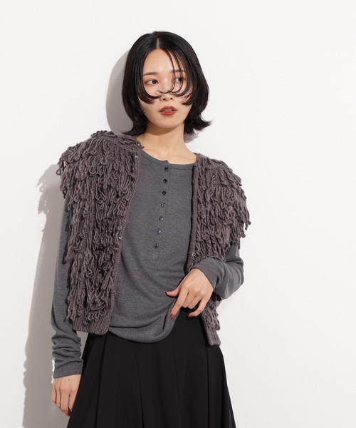 N.(N. Natural Beauty Basic)(エヌエヌナチュラルビューティーベーシック)の「ループニットベスト(ベスト・レディース・チャコールグレー/ベージュ・MEDIUM)」の3枚目の写真