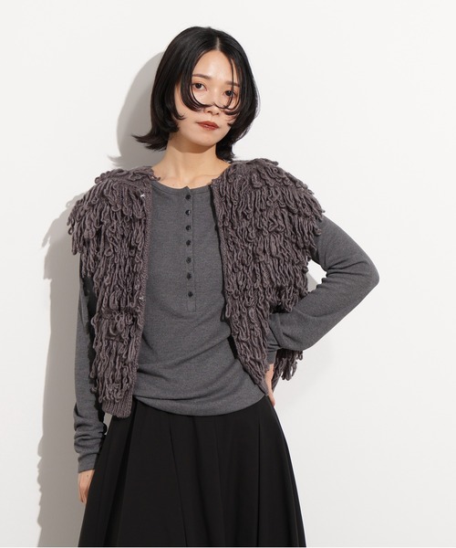 N.(N. Natural Beauty Basic)(エヌエヌナチュラルビューティーベーシック)の「ループニットベスト(ベスト・レディース・チャコールグレー/ベージュ・MEDIUM)」の6枚目の写真