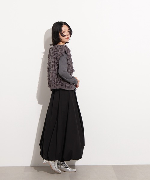 N.(N. Natural Beauty Basic)(エヌエヌナチュラルビューティーベーシック)の「ループニットベスト(ベスト・レディース・チャコールグレー/ベージュ・MEDIUM)」の8枚目の写真