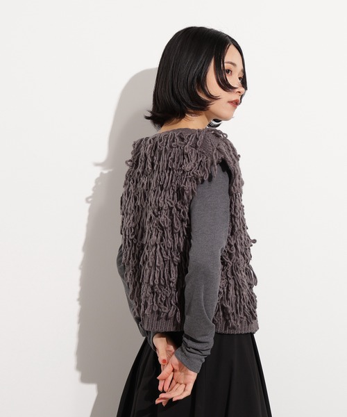 N.(N. Natural Beauty Basic)(エヌエヌナチュラルビューティーベーシック)の「ループニットベスト(ベスト・レディース・チャコールグレー/ベージュ・MEDIUM)」の9枚目の写真