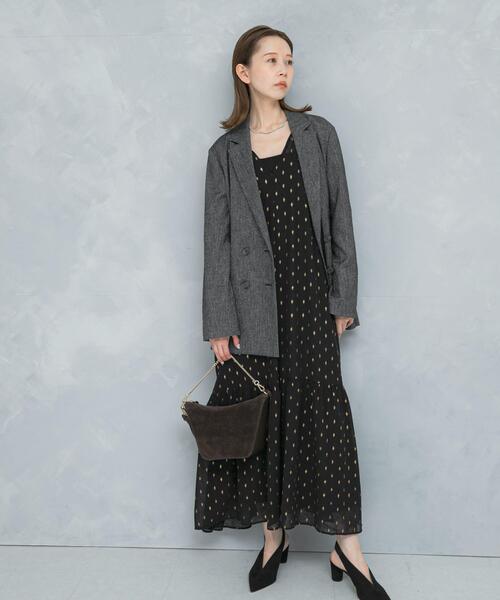 URBAN RESEARCH ROSSO WOMEN（アーバンリサーチ　ロッソ）の「ラメシアーデザインスリーブロングワンピース（ワンピース・レディース・ブラック・FREE）」の4枚目の写真